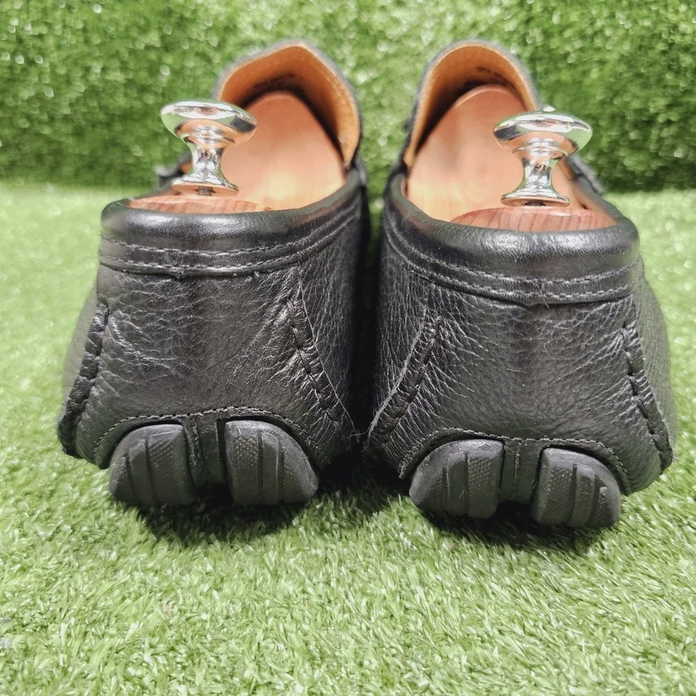 Saks Fifth Avenue Black Pebbled Leather Bit Driving Loafers Mens Size 13 M